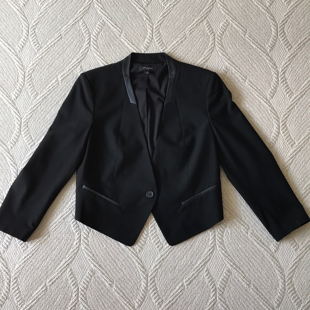 Ann Taylor Blazer with Leather Collar